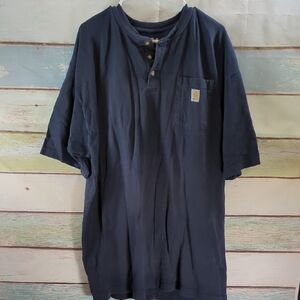 Carhartt Men’s Dark Navy Short-Sleeve Henley with Chest Pocket
